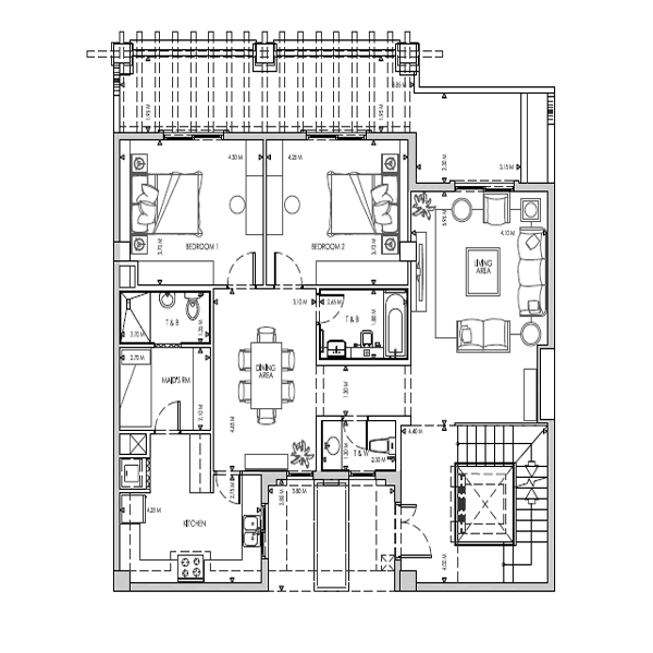 مخطط شقة ب3 غرفة نوم في برج الهلال 2