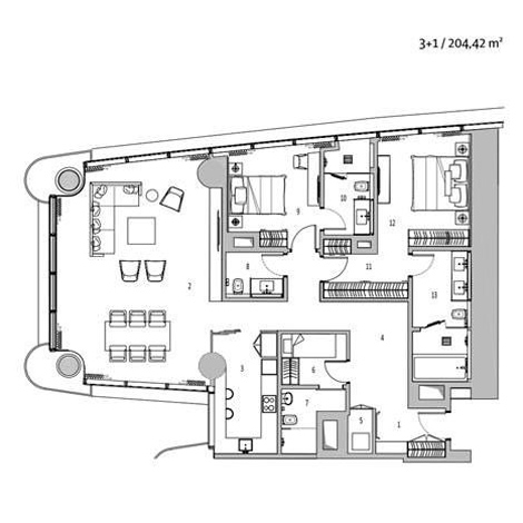 مخطط شقة ب3 غرفة نوم