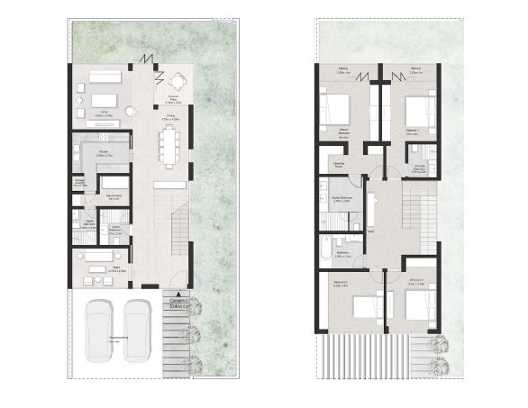 مخطط شقة تاونهاوس بـ 4 غرف نوم
