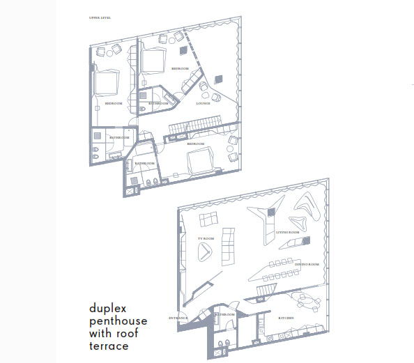مخطط شقة دوبلكس 2 غرفة نوم